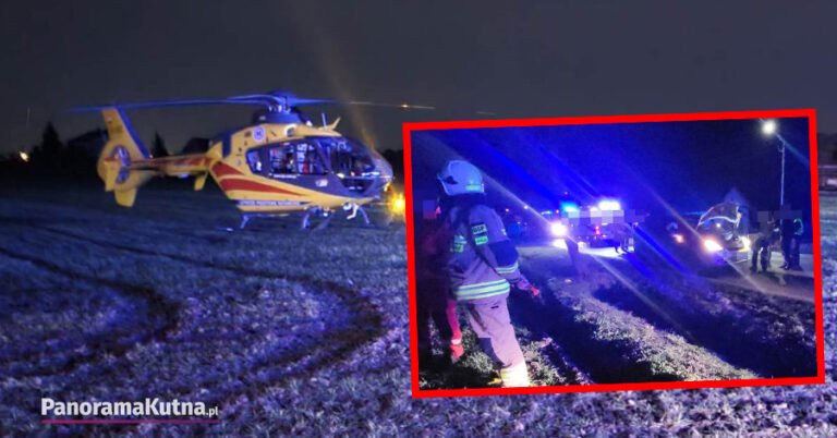 Groźny wypadek pod Kutnem, wezwano śmigłowiec LPR (ZDJĘCIA)