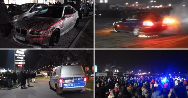 (ZDJĘCIA, WIDEO) Halloweenowy zlot samochodów w Kutnie. Interweniowała policja